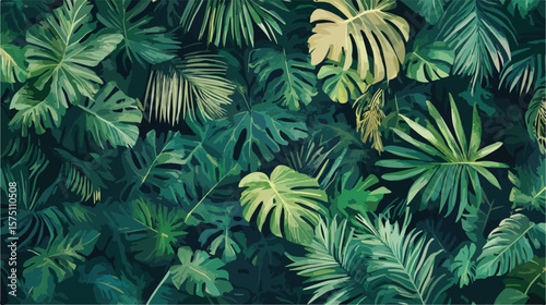 Vibrant Tropical Foliage in Lush Jungle Flora