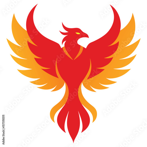Phoenix logo design. Creative logo of mythological bird vector art on white background