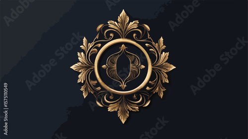Luxury Monogram Template with Flourish Round Decorative Elements