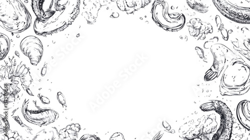 Seafood Circle Pattern Illustration for Designs