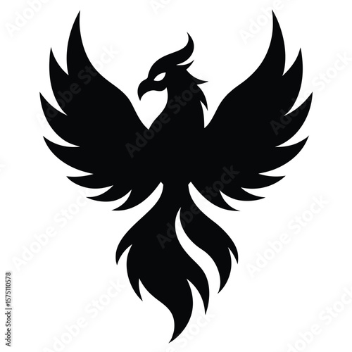 Phoenix logo design. Creative logo of mythological bird vector art on white background