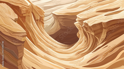 Majestic Sandstone Cliff Eroded by Flowing Water