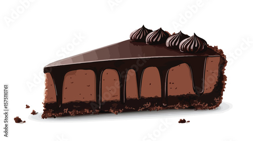 Decadent Dark Chocolate Cheesecake Slice on Plate