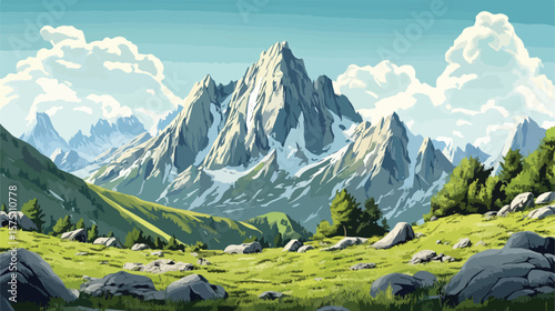 Tranquil Majestic Sandstone Mountain Range Landscape