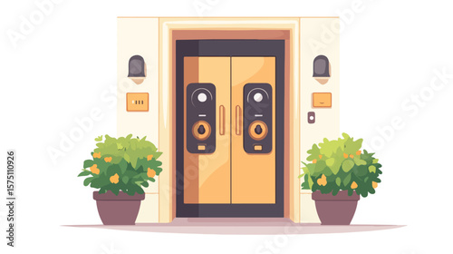 Modern Intercom System at Entrance of Flat - Vector Design