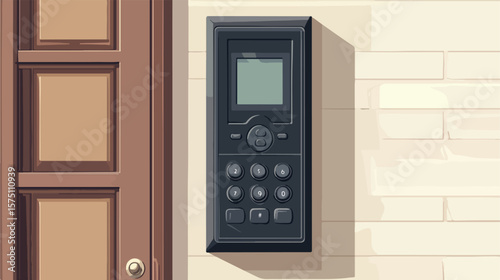 Modern Intercom with Digital Keypad Flat Vector Design