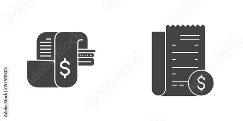 Payment mode icons depicting cash and receipt with dollar symbol  