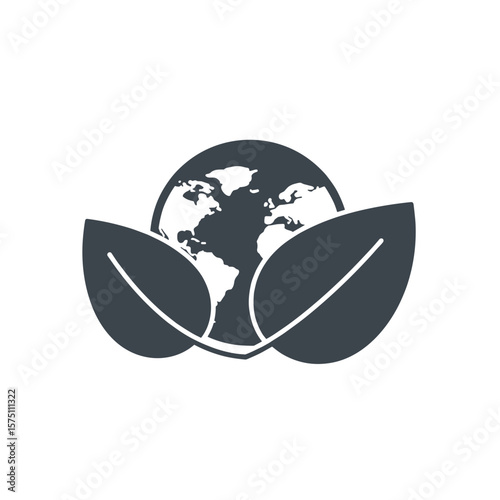 Earth globe surrounded by green leaves symbolizing carbon neutral  