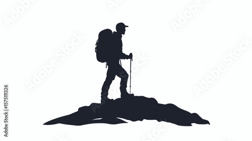Professional Man Hiker Silhouette Design on White Background