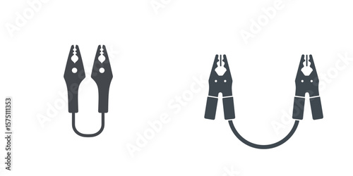 Jumper cables in black color, illustrated in minimalistic style  