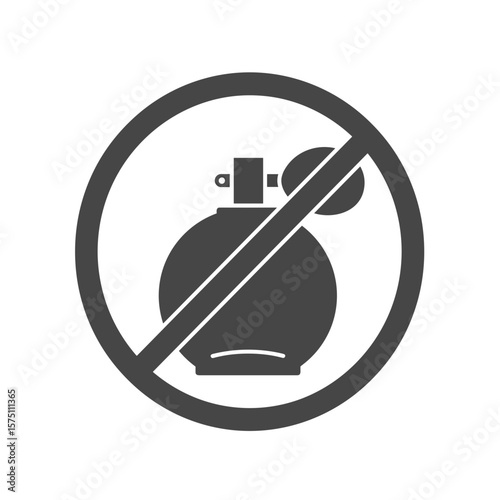 No perfume icon image in minimal style with circular prohibition symbol  