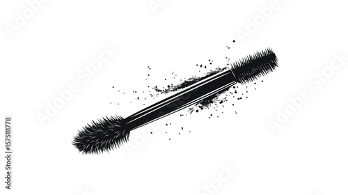 Elegant Mascara Brush Line Art on White Background