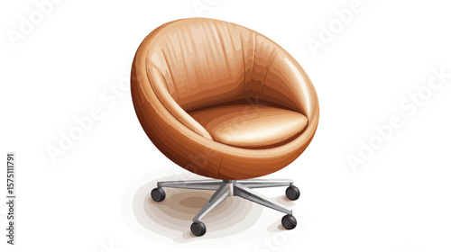 Sleek Isometric Round Leather Chair on Wheels
