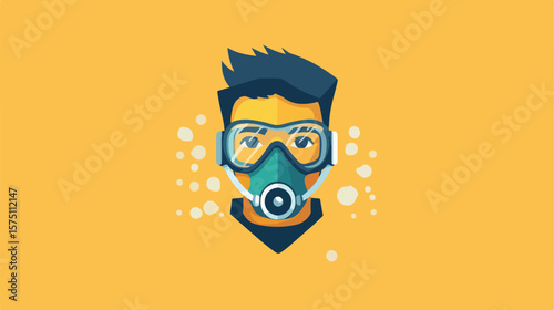 Medical Safety Mask Flat Vector Icon and Symbol