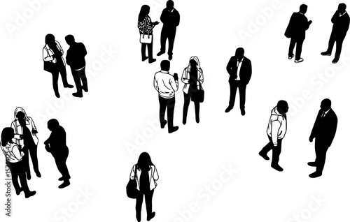 Top of view people architectural vector illustration
