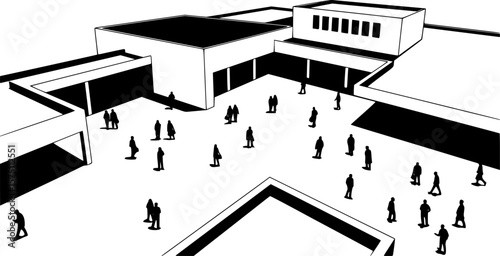 Top of view people architectural vector illustration
