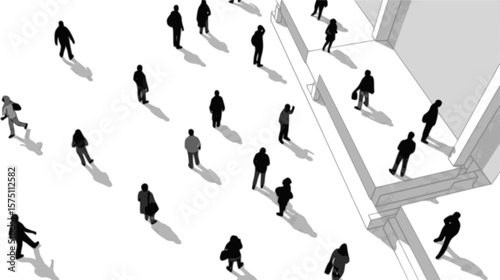 Top of view people architectural vector illustration
