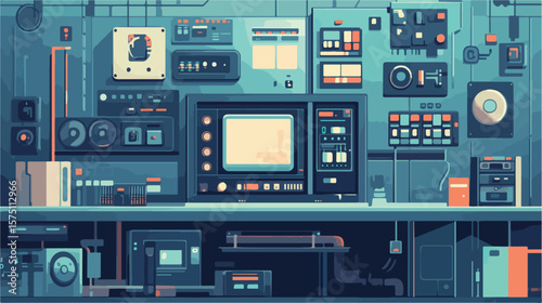 Sleek Modern Equipment Design in Flat Vector Illustration