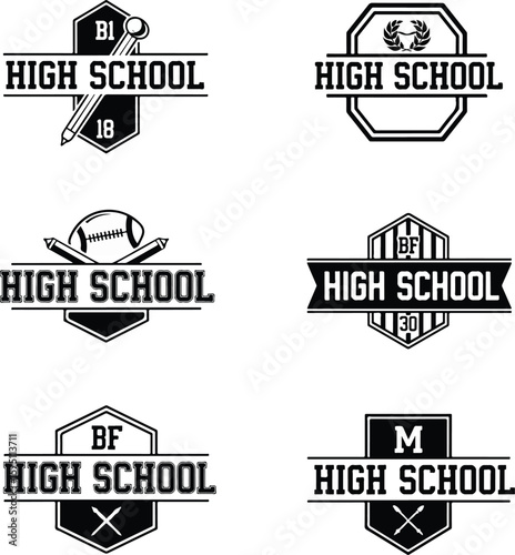 High School Sports Team Logos Vector Collection
