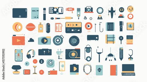 Professional Multimedia Content Symbol Collection Vector