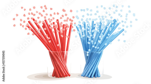 Premium Natural White Granulated Sugar in Red and Blue