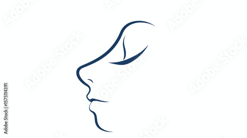 Nose Line Icon with Editable Stroke on White Background