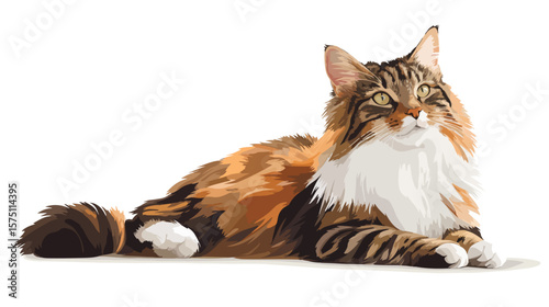 Norwegian Forest Cat Vector Isolated on White Background