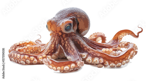 Detailed Vector Octopus Illustration on White Background