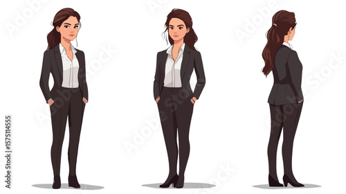 Professional Office Lady Vector Illustration in a Flat Style