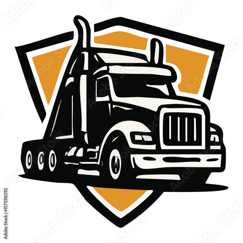 retro-style transport company logos with cargo trucks