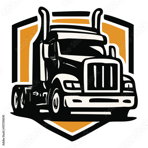 retro-style transport company logos with cargo trucks