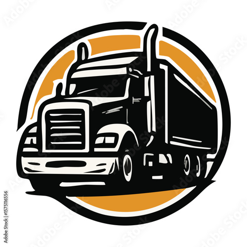 retro-style transport company logos with cargo trucks
