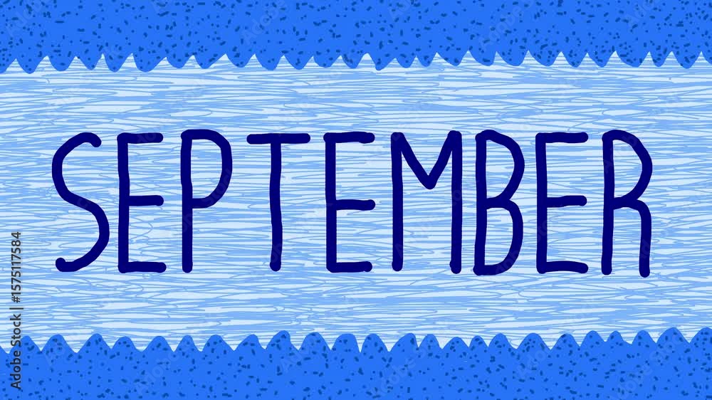 Wiggly hand drawn SEPTEMBER calendar month decoration