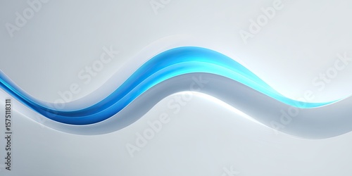 Abstract blue waves on white background.  Modern design