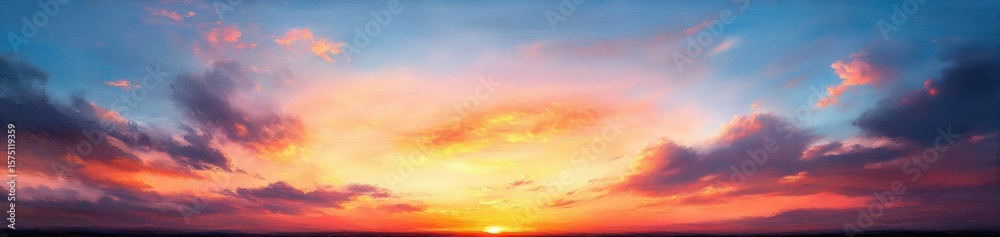Obraz premium Vibrant sunset sky with dramatic clouds and warm glowing horizon creating a peaceful and awe-inspiring atmosphere