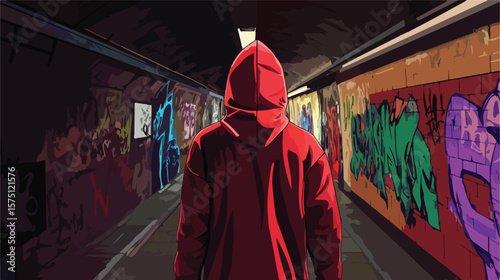 Hooded Shirt Walking Through Spooky Underground