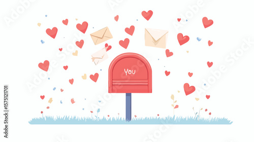Romantic Horizontal Banner with 'Love You' Lettering for Valentine's Day