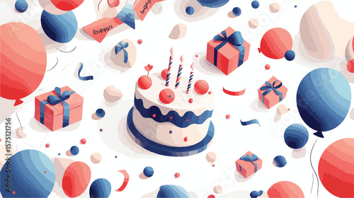 Colorful Horizontal Greetings Card Design for Birthday Celebrations