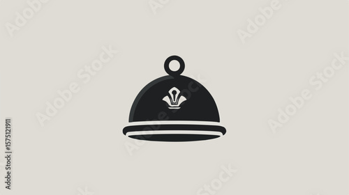 Elegant Hotel Reception Bell Black and White Flat Vector