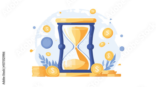 Time is Money Concept: Hourglass with Coins Classic Design Timer