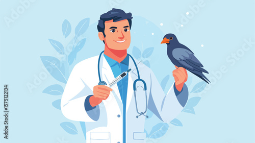 Avian Veterinarian Administering Medication to Hudhud Bird
