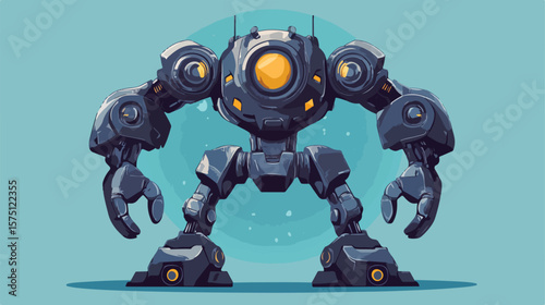 Futuristic Humanoid Robot with Fan Character Cartoon Illustration