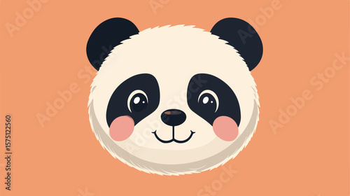 Adorable Smiling Panda Icon in Orange Background