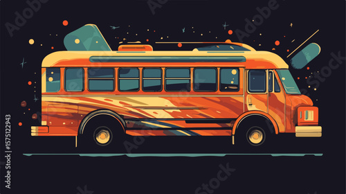 Modern Vector Illustration of Bus Transportation Network, Ideal for Infographics and Designs