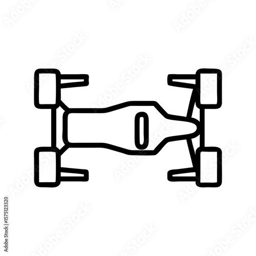 Formula One Car Top Down Outline Icon
