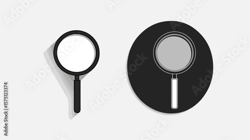 Professional Magnifying Glass Black and White Vector Illustration