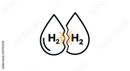 Illustration of two h2 molecules splitting apart with energy release