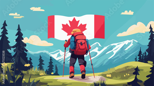 Canada Flag Mascot Hiker Illustration: Explore the Great Outdoors!