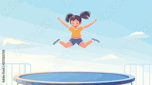 Joyful Little Girl Jumping in the Air
