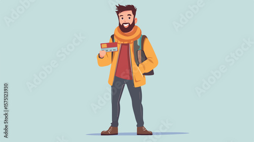 Professional Man Holding Credit Card Flat Vector Illustration